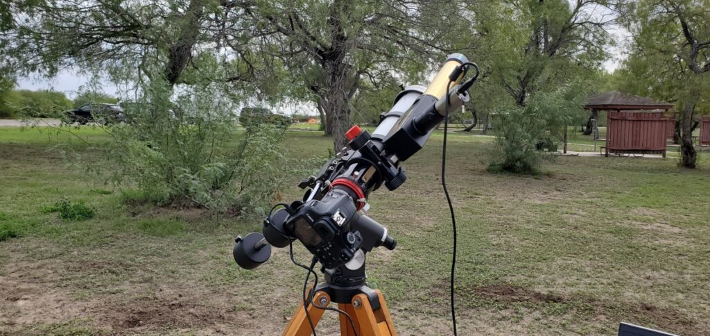 The telescope rig set up in the park.