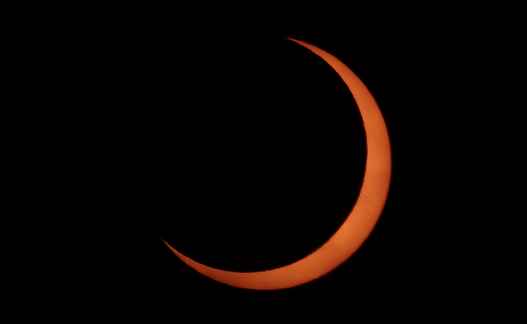 Nearly 90% of the Sun is covered by the Moon in this eclipse shot.